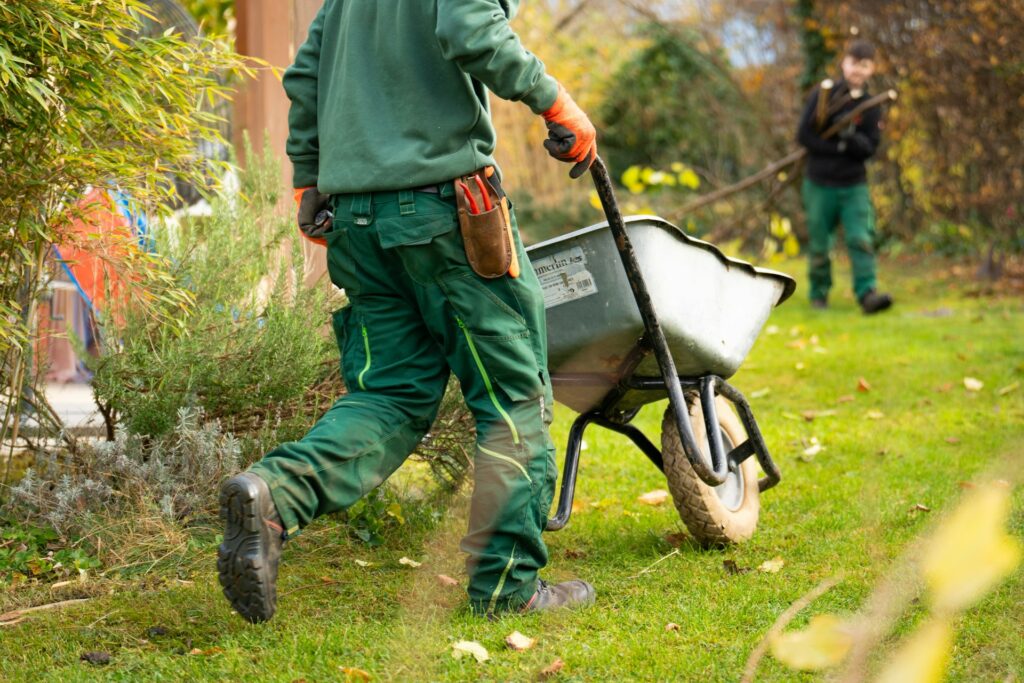 Entretien de jardin avec brouette